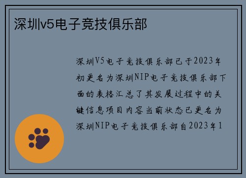 深圳v5电子竞技俱乐部